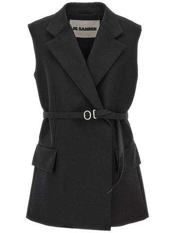 Jil Sander Belt Wool Vest - JIL SANDER - BALAAN 1