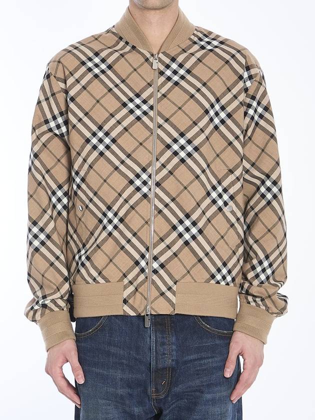 Harrington Check Wool Blend Zip-Up Jacket Brown - BURBERRY - BALAAN 2