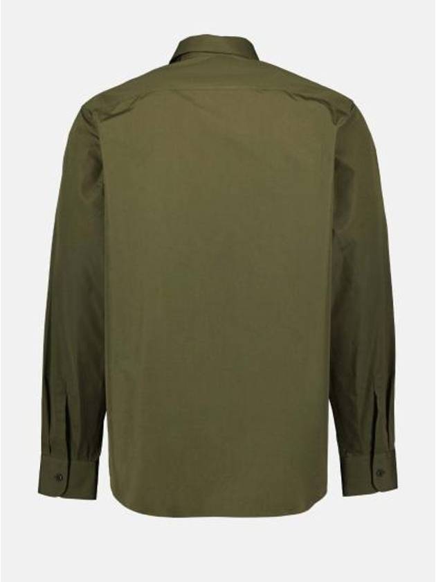 Cotton Long Sleeve Shirt Military Green - PRADA - BALAAN 3