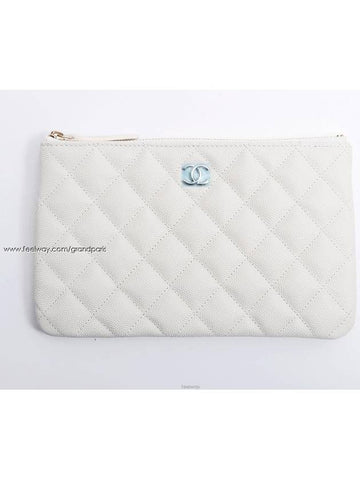 Classic Pouch White Gold Caviar 67020 - CHANEL - BALAAN 1