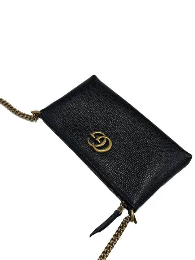 GG Logo Leather Square Chain Shoulder Bag Black - GUCCI - BALAAN 5