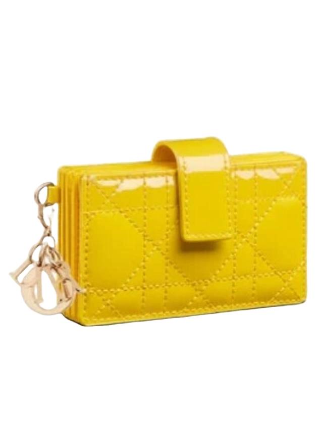 Lady 5-Gusset Patent Cannage Calfskin Card Wallet Yellow - DIOR - BALAAN 1