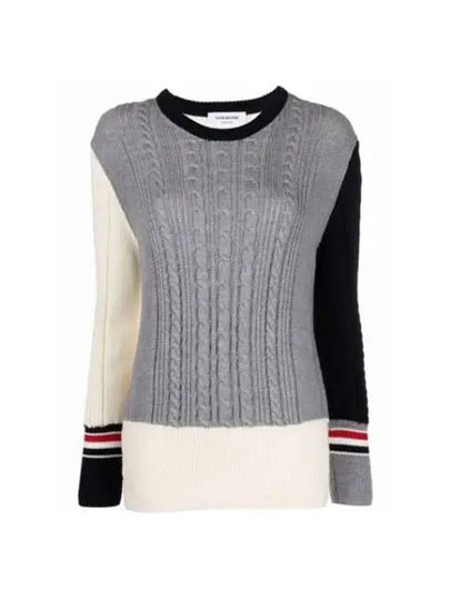 Fun Mix Irish Cable Merino Wool Pullover Knit Top - THOM BROWNE - BALAAN 2