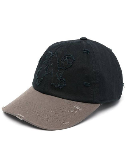 Ribbed Monogram Ball Cap Anthracite Taupe - PALM ANGELS - BALAAN 2