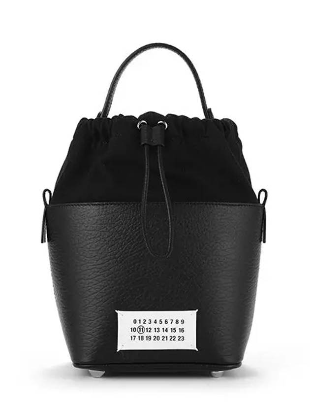 5AC Number Logo Texture Leather Bucket Bag Black - MAISON MARGIELA - BALAAN 3