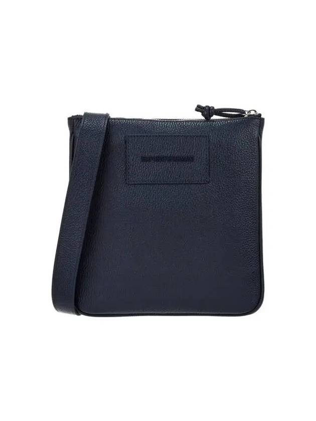 Men s Logo Patch Leather Flat Shoulder Bag Navy - EMPORIO ARMANI - BALAAN 1