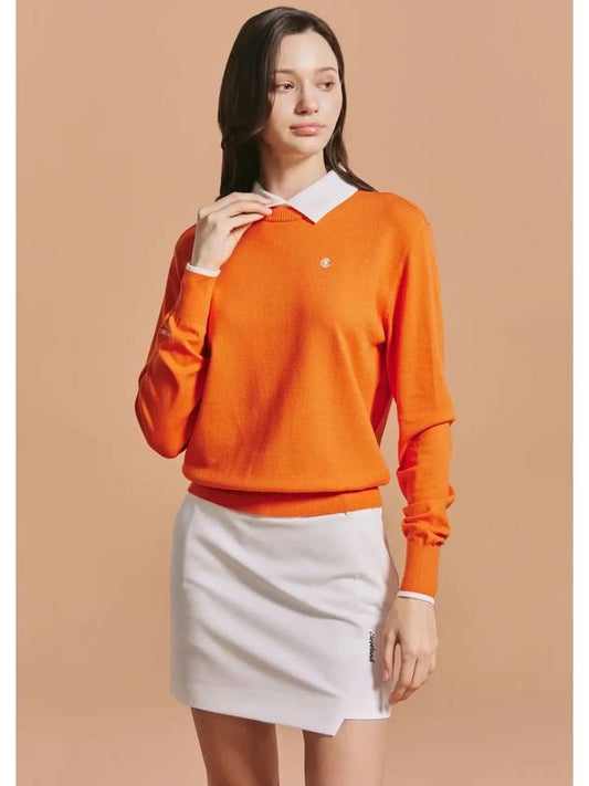 Women s Soft Touch Collar Combined Knit Pullover Orange - CLEVELAND GOLF - BALAAN 2