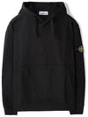 Logo Patch Cotton Fleece Hoodie Black - STONE ISLAND - BALAAN 2