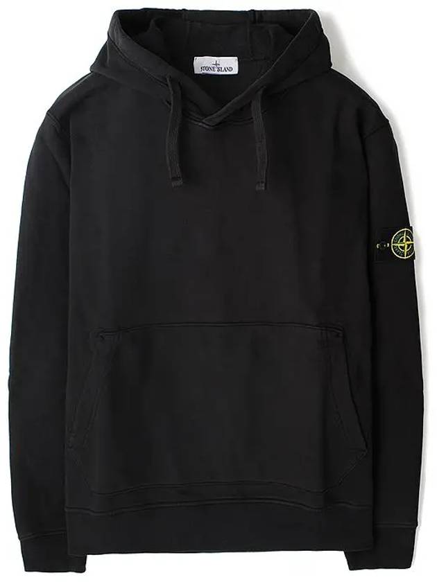 Logo Patch Cotton Fleece Hoodie Black - STONE ISLAND - BALAAN 2