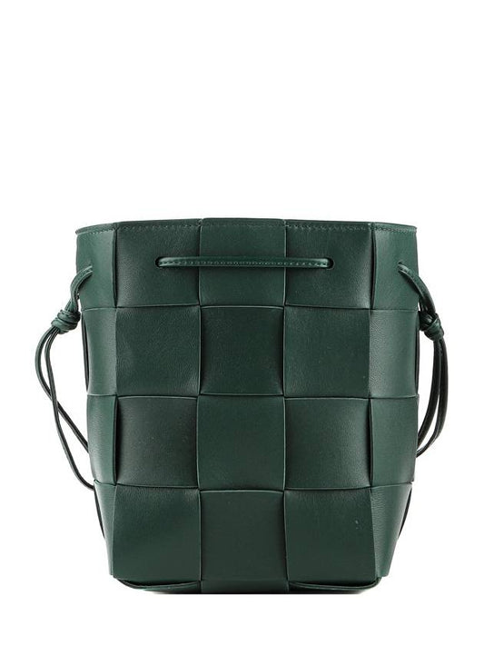 Intrecciato Cassette Small Leather Bucket Bag Green - BOTTEGA VENETA - BALAAN.