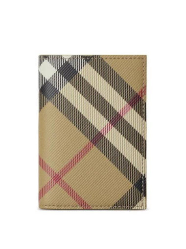 Check Pattern Two-Fold Card Wallet Beige - BURBERRY - BALAAN 1