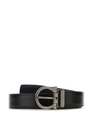 Gancini Reversible Leather Belt Black - SALVATORE FERRAGAMO - BALAAN 1