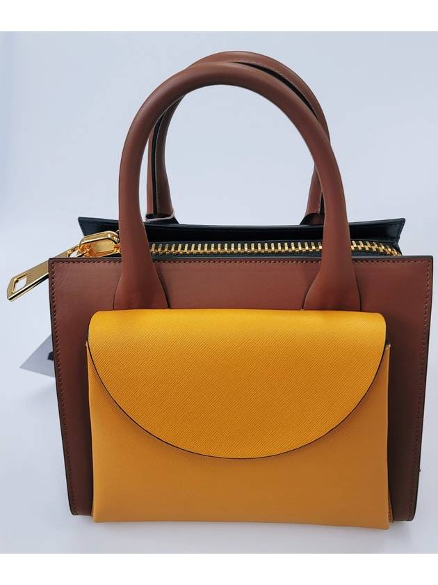 Pocket Bicolor Tote Shoulder Bag BMMP0000Q6 Yellow Brown Black - MARNI - BALAAN 3