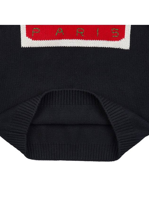 Paris Logo Intarsia Wool Knit Top Black - KENZO - BALAAN 9