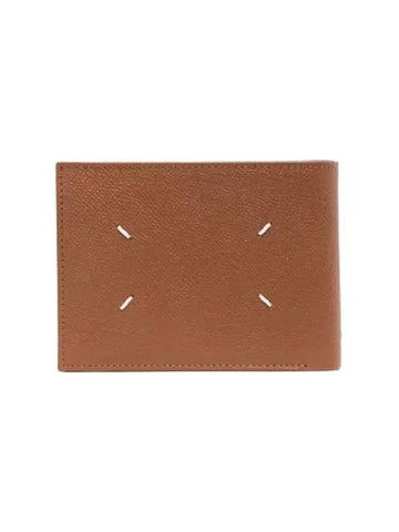 Signature Stitch Side Zipper Leather Half Wallet Brown - MAISON MARGIELA - BALAAN 1