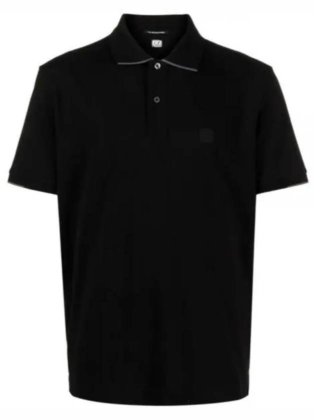 Men's Logo Patch Short Sleeve Polo Shirt Black - CP COMPANY - BALAAN 2