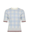 Thom Browne Women's Hairline Check Merino Wool Short Sleeve T-Shirt - THOM BROWNE - BALAAN 1