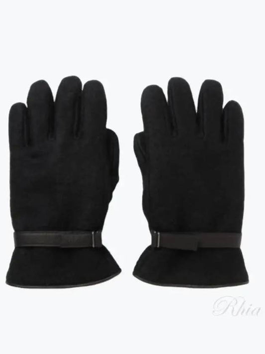 Brushed Alpaca Wool Melton Gloves Black A23AG08AS M Brushed Melton - AURALEE - BALAAN 1