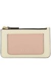 Saffiano Two-Tone Zipper Card Wallet Talc Camellia - MARNI - BALAAN 1