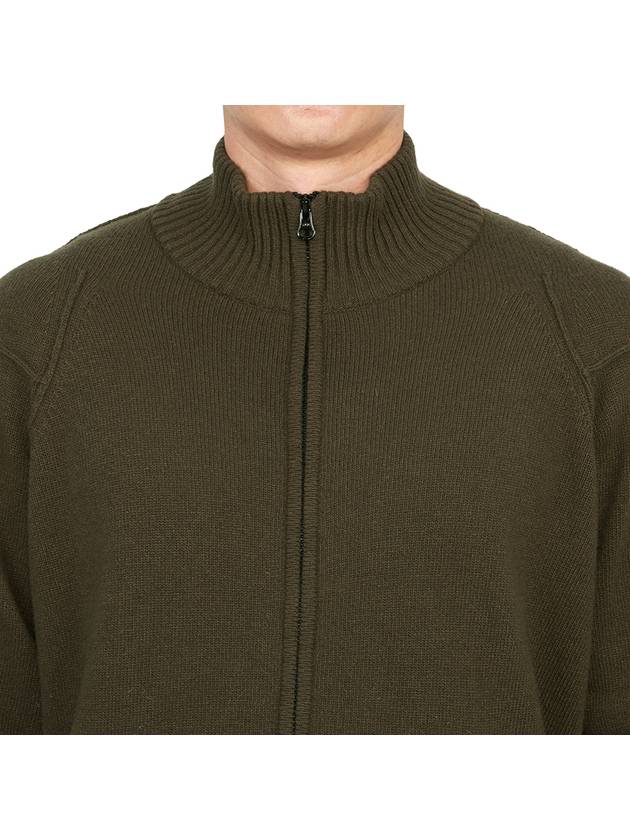 Lambswool GRS Zipped Cardigan Green - CP COMPANY - BALAAN 7