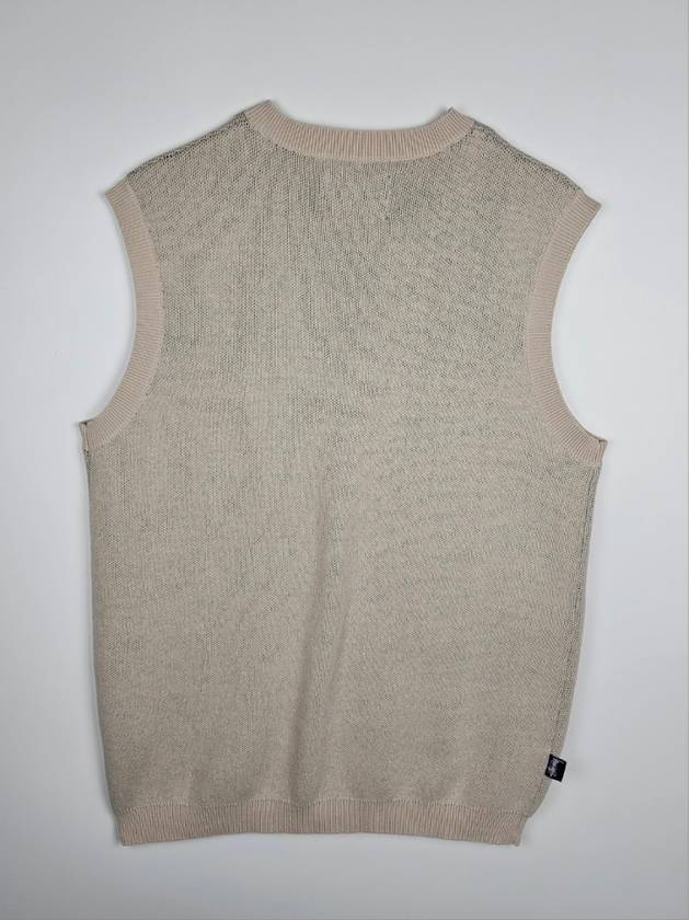 Smooth Stock Logo Knit Vest Cream - STUSSY - BALAAN 3