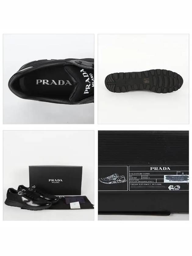 Prax 01 Re-Nylon Brushed Leather Low-Top Sneakers Black - PRADA - BALAAN 5