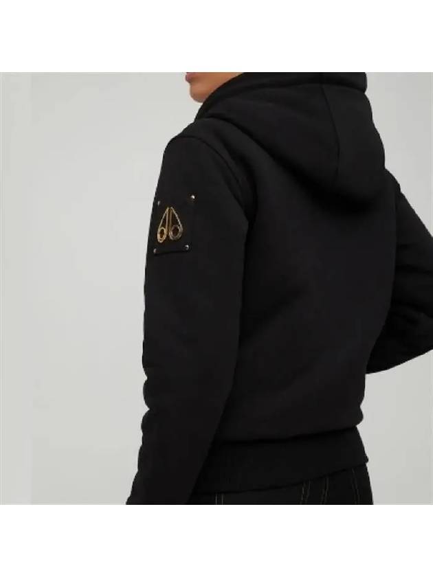 Madison Bunny Logo Gold Hardware Hooded Zip Up Black - MOOSE KNUCKLES - BALAAN 5