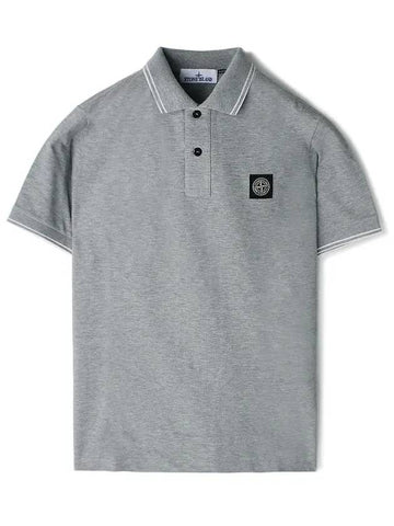 Logo Patch Polo Shirt Melange Grey - STONE ISLAND - BALAAN 1