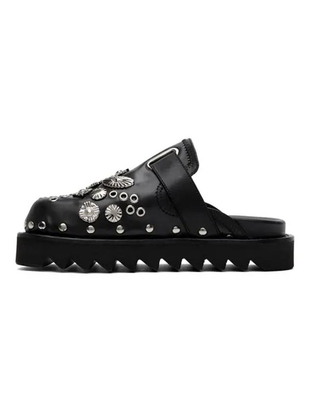 Fullar hardware silvertone studded embellished leather buckle strap mule sandals - TOGA - BALAAN 3