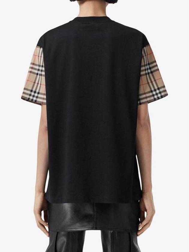 Vintage Check Sleeve Cotton Oversized T-shirt Black - BURBERRY - BALAAN 3