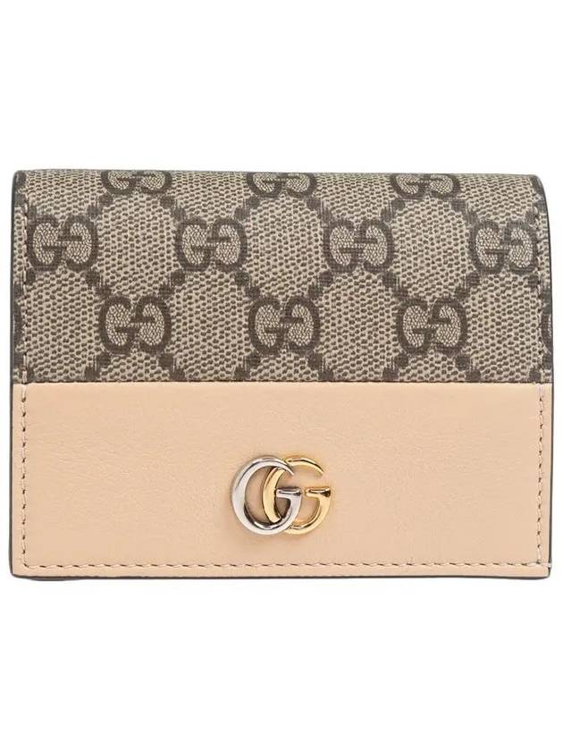 GG Marmont Supreme Button Card Wallet Light Beige Ebony - GUCCI - BALAAN 2