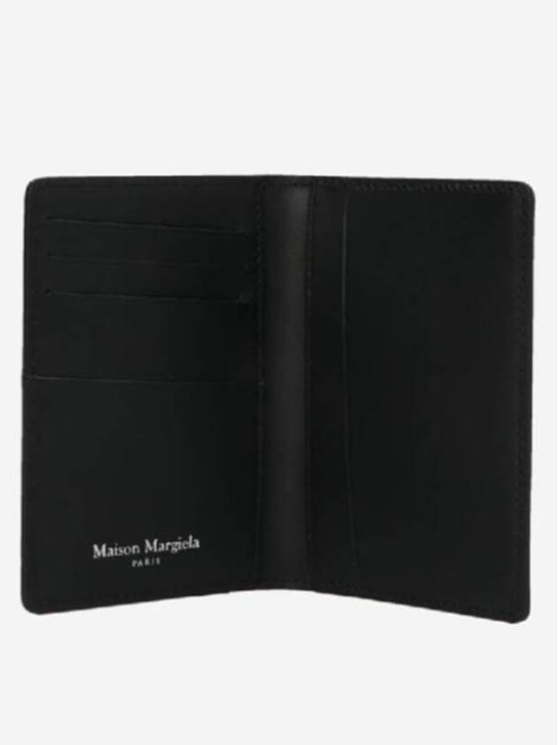 Stitched Bi-Fold Leather Card Wallet Black - MAISON MARGIELA - BALAAN 3