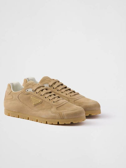 Faded Suede Low Top Sneakers Ecru - PRADA - BALAAN 2