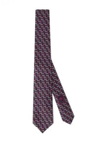 Horsebit Jacquard Silk Tie Navy Red - GUCCI - BALAAN 1