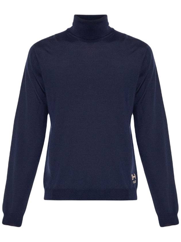 Horsebit Intarsia Wool Turtleneck Navy - GUCCI - BALAAN 2