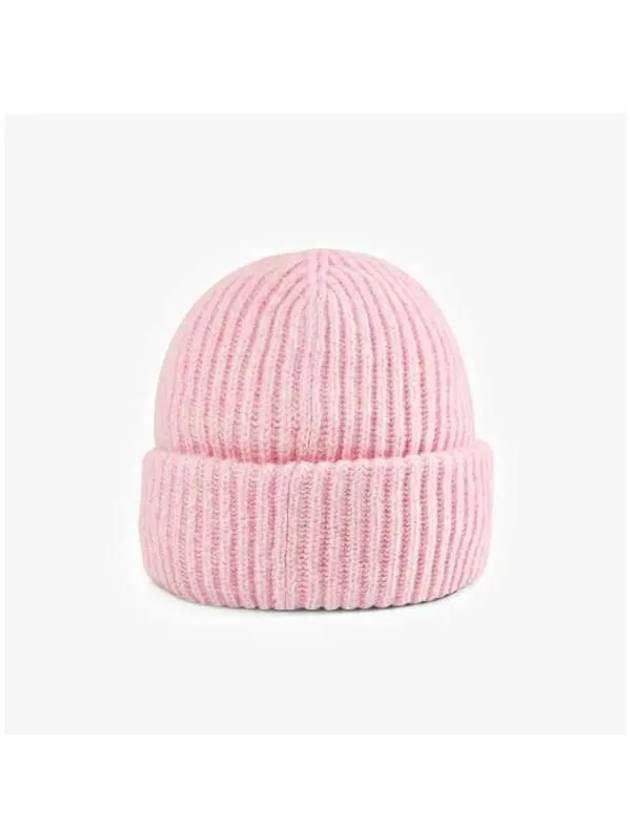 Logo Patch Knit Beanie Pink - GANNI - BALAAN 5