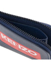 Logo Zipper Calf Leather Card Wallet Navy - KENZO - BALAAN 10