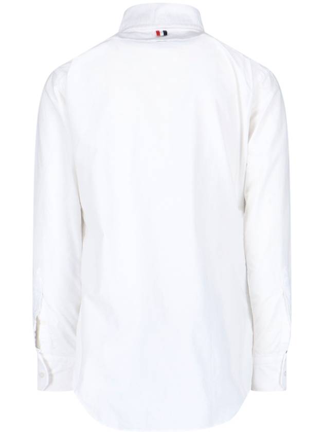 Men's Logo Patch Classic Cotton Long-Sleeve Shirt White - THOM BROWNE - BALAAN 4