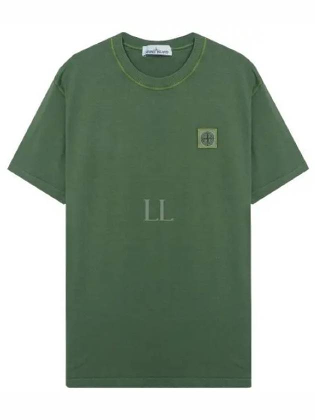 Wappen Patch Logo Cotton Short Sleeve T-Shirt Green - STONE ISLAND - BALAAN 2