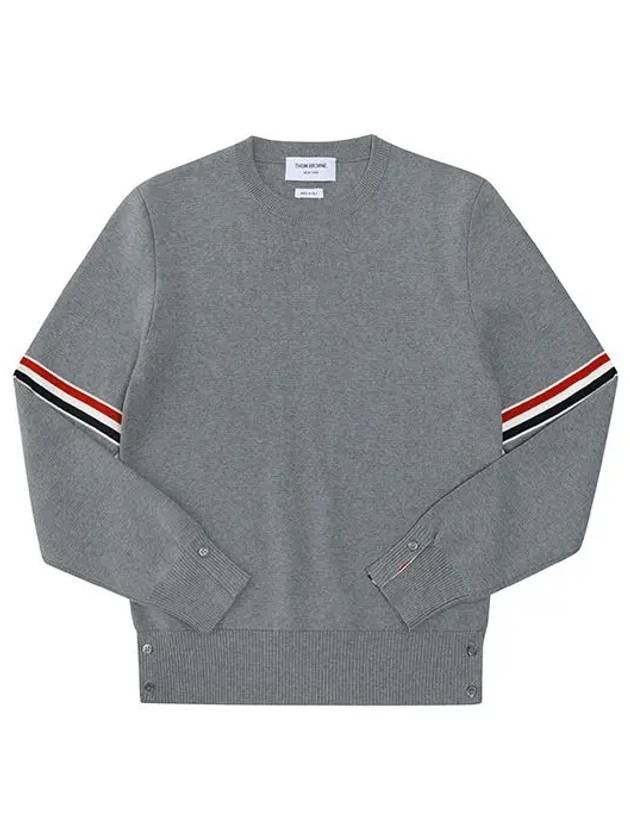 Men's Milan Stitch Armband Crew Neck Knit Top Light Grey - THOM BROWNE - BALAAN 3