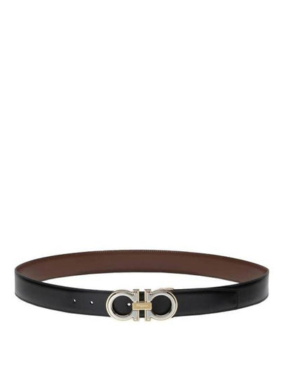 Men's Gancini Reversible Leather Belt Black - SALVATORE FERRAGAMO - BALAAN 2