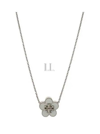 Kira Flower Pendant Necklace Silver Blue - TORY BURCH - BALAAN 2