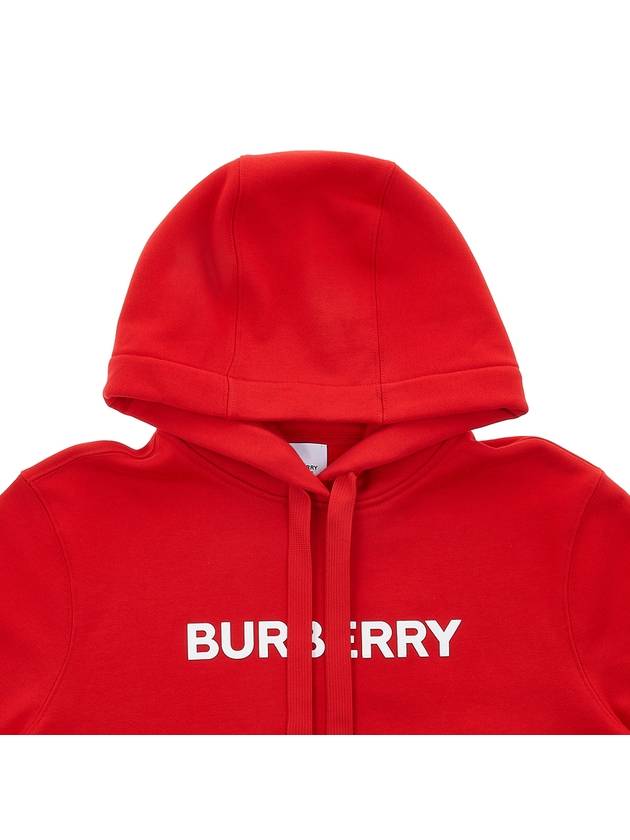 Women's Logo Print Cotton Hooded Top Red - BURBERRY - BALAAN.