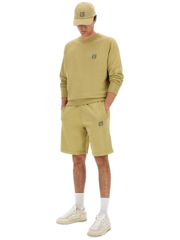 Bold Fox Head Patch Oversized Jog Shorts Mustard Green - MAISON KITSUNE - BALAAN 3