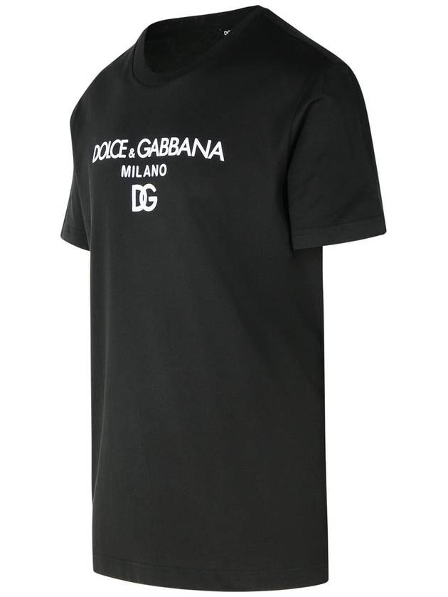 Men's Embroidered Logo Cotton Short Sleeve T-Shirt Black - DOLCE&GABBANA - BALAAN 3