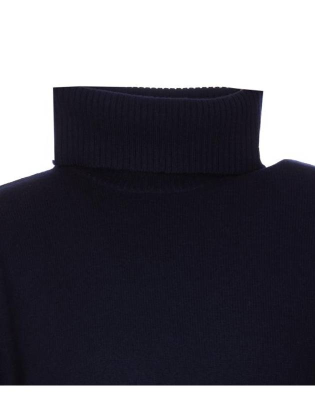 Walter Logo Merino Wool Turtleneck Dark Navy Blue - A.P.C. - BALAAN 5