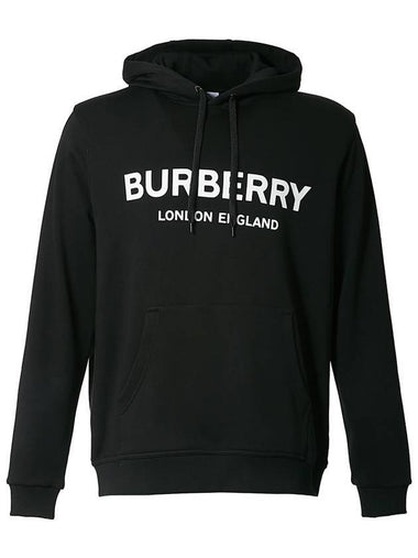 Logo Print Cotton Hoodie Black - BURBERRY - BALAAN 1