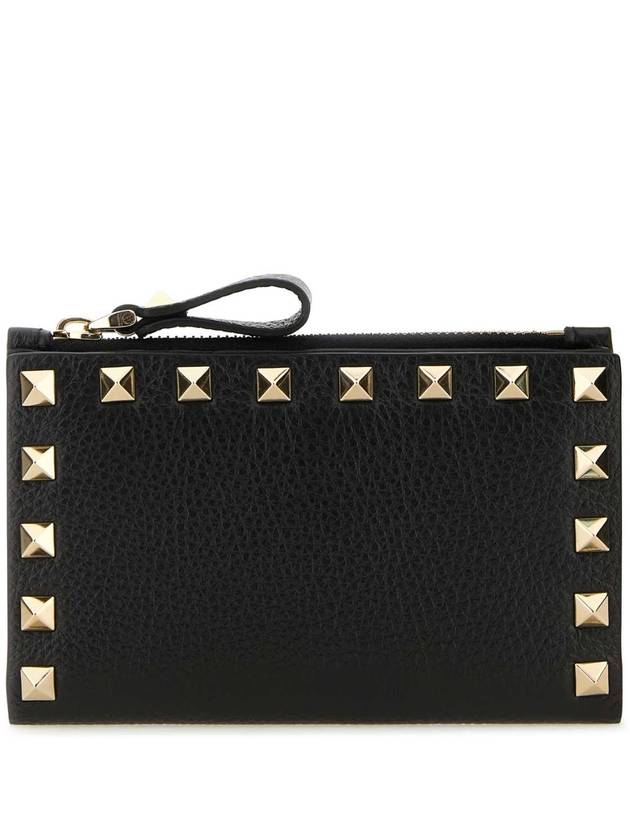 Rockstud Card Wallet Black - VALENTINO - BALAAN 1