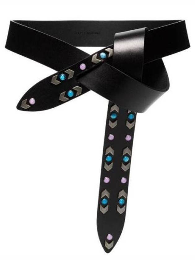 Lecce Stud Detail Leather Belt Black - ISABEL MARANT - BALAAN 2