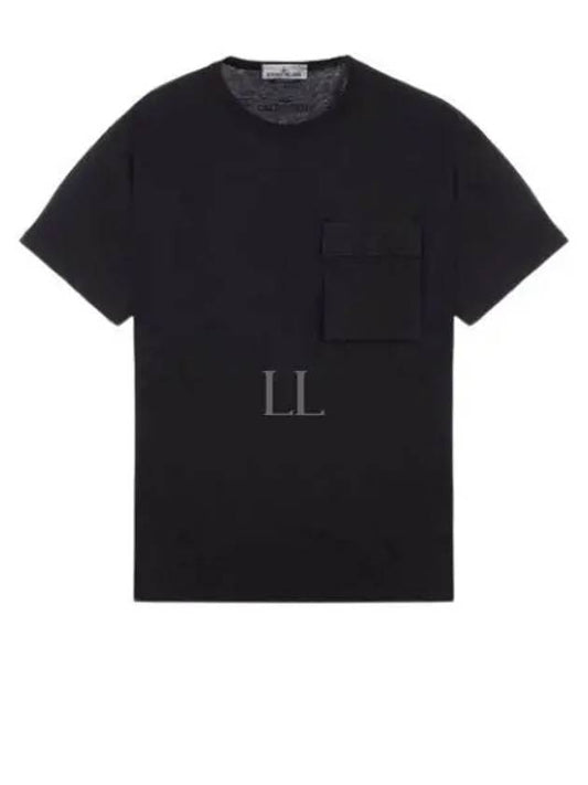 Back Logo Organic Cotton Short Sleeve T Shirt Black - STONE ISLAND - BALAAN 2